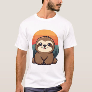 Retro luiaard illustratie Cute retro dier kunst 2 T-shirt