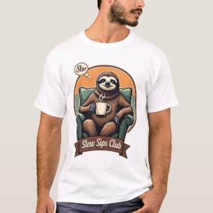 Retro Luiaard Koffie Shirt Kalm Ochtend Humor 2