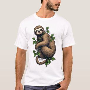 Retro Luiaard Lijn Kunst Vintage T-shirt (4)
