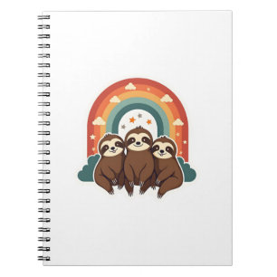 Retro luiaard regenboog retro schattig dier kunst  notitieboek