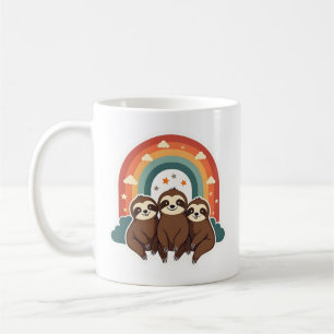 Retro Luiaard Regenboog Retro Schattig Dieren Kuns Koffiemok