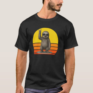 Retro luiaard rock zonsondergang, grappige luiaard t-shirt