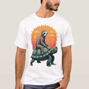 Retro luiaard Schildpad Dierenrit Shirt 2