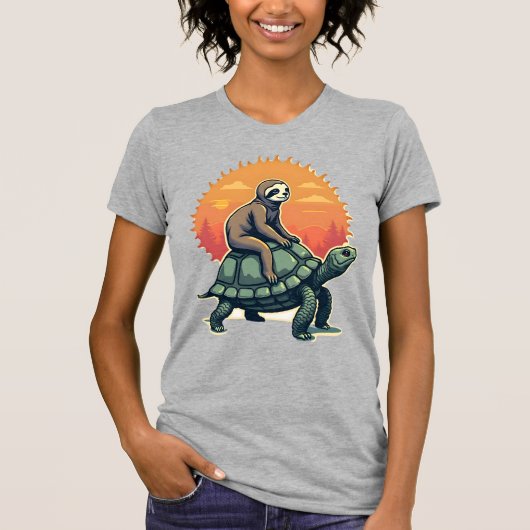 Retro Luiaard Schildpad Dierenrit Shirt 2 (Voorkant)