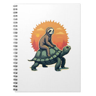 Retro luiaard Schildpad Dierenrit Shirt 2 Notitieboek