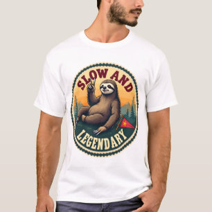 Retro luiaard shirt grappig langzaam en legendaris