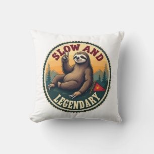 Retro luiaard shirt grappig langzaam en legendaris kussen