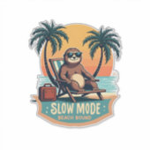 Retro Luiaard Vakantie Shirt Grappige Tropische On Sticker (Voorkant)