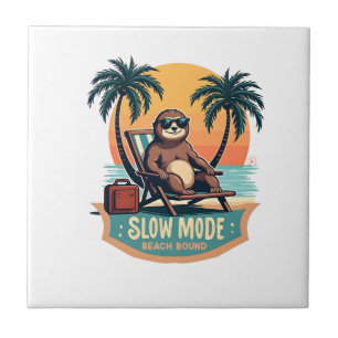 Retro luiaard vakantie shirt grappige tropische re tegeltje