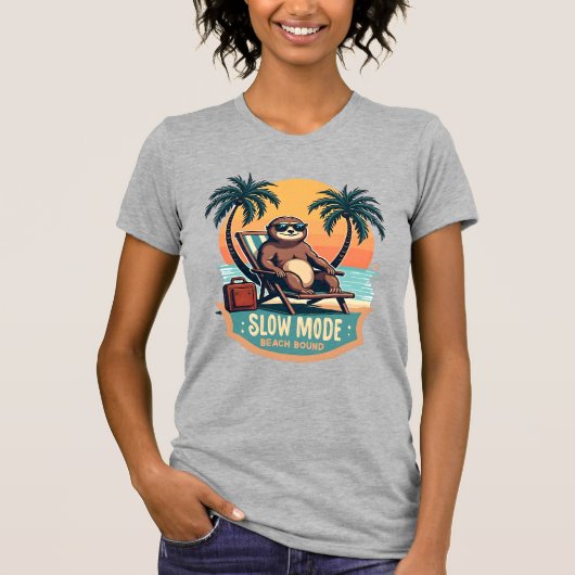 Retro Luiaard Vakantie T-shirt Grappige Tropische  (Voorkant)