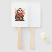 Retro luiaard Valentijn Schattig Retro Liefde Ontw Handwaaier (Voorkant en achterkant)