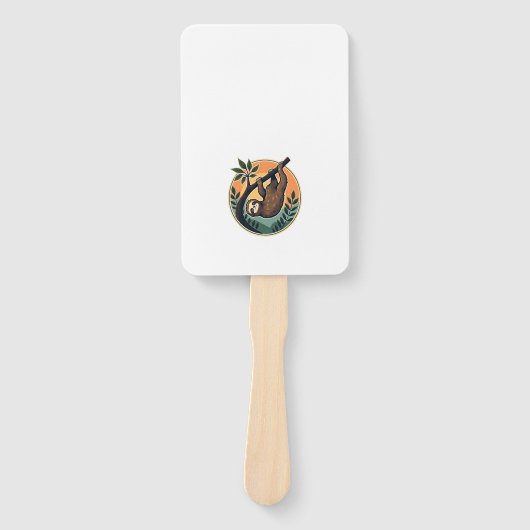 Retro Luiaard Vector Dierenwereld Badge 2 Handwaaier (Voorkant)