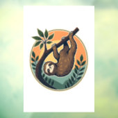 Retro Luiaard Vector Dierenwereld Badge 2 Raamsticker (Vel 3)