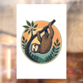 Retro Luiaard Vector Dierenwereld Badge 2 Raamsticker (Vel 2)
