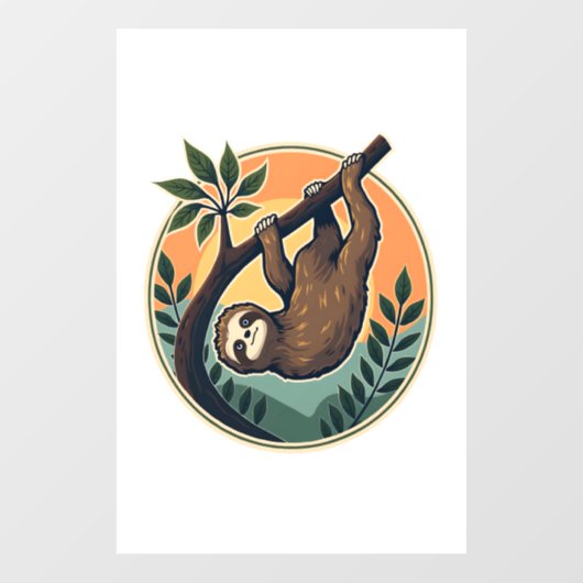 Retro Luiaard Vector Dierenwereld Badge 2 Raamsticker (Vel)