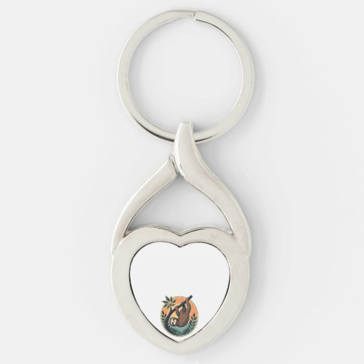 Retro Luiaard Vector Dierenwereld Badge 2 Sleutelhanger (Voorkant)