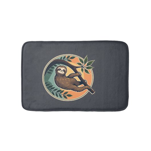 Retro Luiaard Vector Retro Wilde Dieren Badge 2 Badmat (Voorkant)