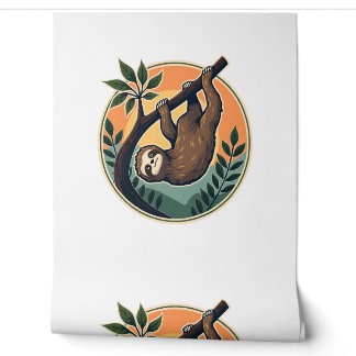 Retro Luiaard Vector Retro Wilde Dieren Badge 2 Behang
