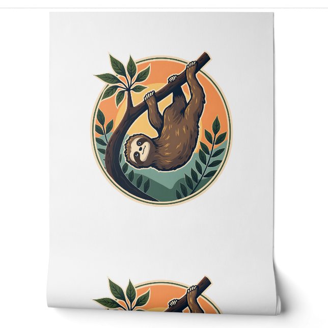 Retro Luiaard Vector Retro Wilde Dieren Badge 2 Behang (Afrollen)