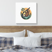 Retro Luiaard Vector Retro Wilde Dieren Badge 2 Canvas Afdruk (Insitu (Slaapkamer))