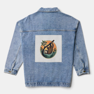 Retro Luiaard Vector Retro Wilde Dieren Badge 2 Denim Jacket