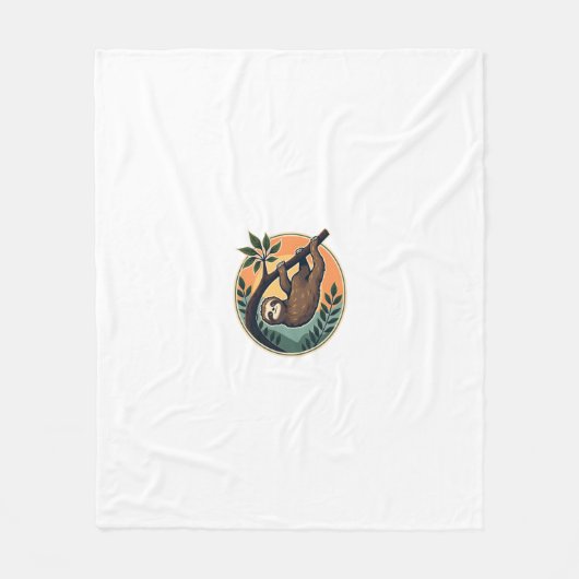 Retro Luiaard Vector Retro Wilde Dieren Badge 2 Fleece Deken (Voorkant)