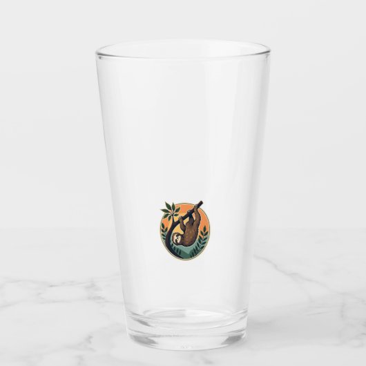 Retro Luiaard Vector Retro Wilde Dieren Badge 2 Glas (Voorkant)