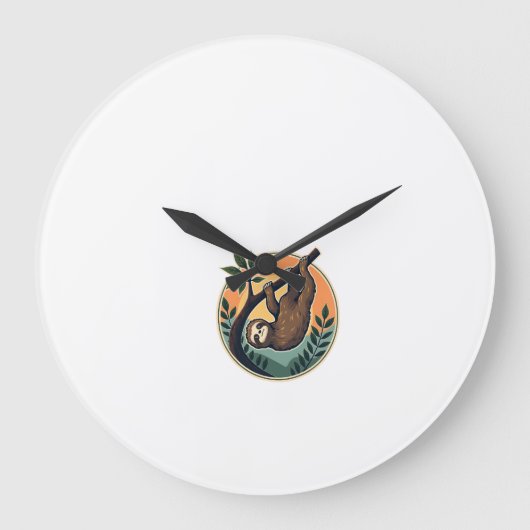 Retro Luiaard Vector Retro Wilde Dieren Badge 2 Grote Klok (Voorkant)