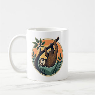 Retro Luiaard Vector Retro Wilde Dieren Badge 2 Koffiemok