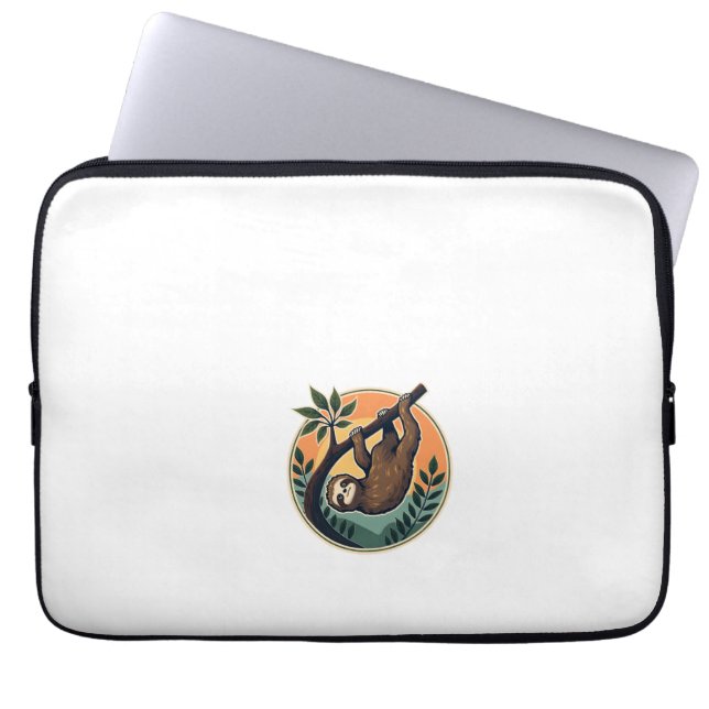 Retro Luiaard Vector Retro Wilde Dieren Badge 2 Laptop Sleeve (Voorkant)