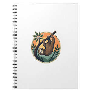 Retro Luiaard Vector Retro Wilde Dieren Badge 2 Notitieboek