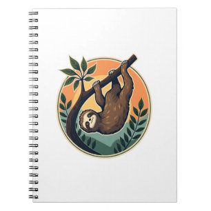 Retro Luiaard Vector Retro Wilde Dieren Badge 2 Notitieboek