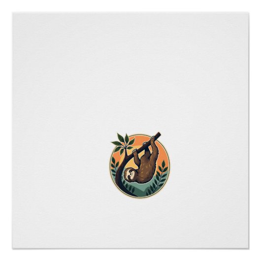 Retro Luiaard Vector Retro Wilde Dieren Badge 2 Perfect Poster (Voorkant)