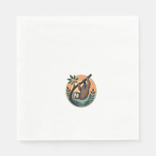Retro Luiaard Vector Retro Wilde Dieren Badge 2 Servet