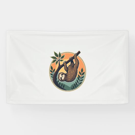 Retro Luiaard Vector Retro Wilde Dieren Badge 2 Spandoek (Horizontaal)
