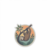 Retro Luiaard Vector Retro Wilde Dieren Badge 2 Sticker (Voorkant)