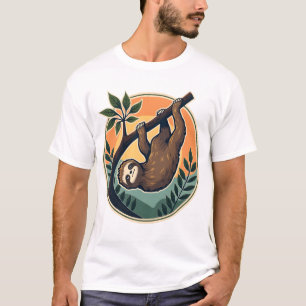 Retro Luiaard Vector Retro Wilde Dieren Badge 2 T-shirt