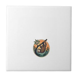 Retro Luiaard Vector Retro Wilde Dieren Badge 2 Tegeltje