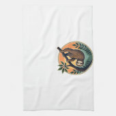 Retro Luiaard Vector Retro Wilde Dieren Badge 2 Theedoek (Verticaal)