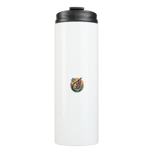 Retro Luiaard Vector Retro Wilde Dieren Badge 2 Thermosbeker (Voorkant)