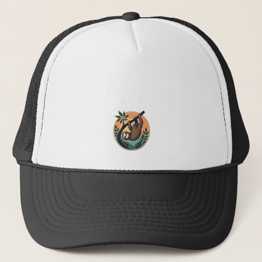 Retro Luiaard Vector Retro Wilde Dieren Badge 2 Trucker Pet (Voorkant)