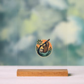 Retro Luiaard Vector Retro Wildlife Badge 2 Acryl Bord (Neutraal)
