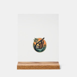Retro Luiaard Vector Retro Wildlife Badge 2 Acryl Bord