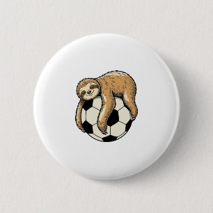 Retro Luiaard Voetbal Cute Dieren Shirt Ontwerp Ronde Button 5,7 Cm