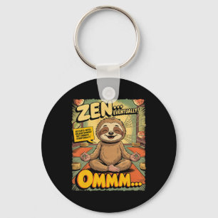 Retro Luiaard Yoga Grappige Retro Cartoon Meditati Sleutelhanger