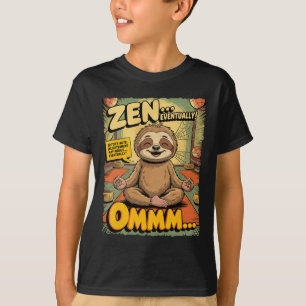 Retro luiaard yoga grappige retro strip meditatie t-shirt