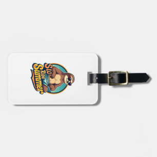 Retro luiaard zomer retro strand vibes ontwerp 2 bagagelabel