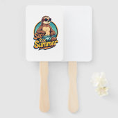 Retro luiaard zomer retro strand vibes ontwerp 2 handwaaier (Voorkant en achterkant)