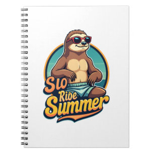 Retro luiaard zomer retro strand vibes ontwerp 2 notitieboek