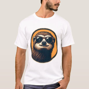 Retro Luiaard Zonneschermen Retro Badge Kunst 2 T-shirt